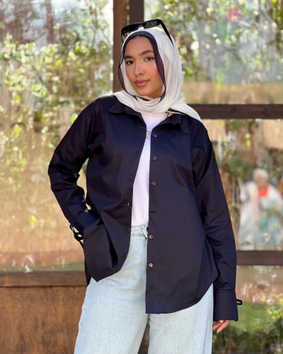 شيميز بوبلين  - black