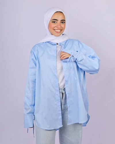 شيميز بوبلين  - ازرق