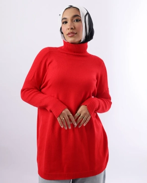 oversized high neck - Red