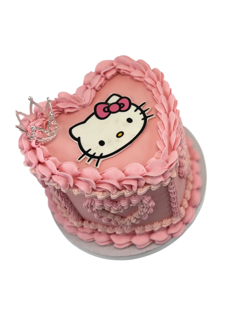 PINK HELLO KITTY VINTAGE HEART CAKE 1