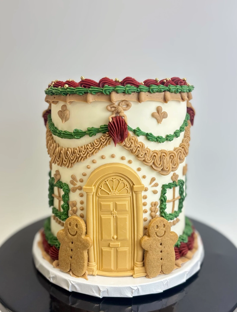 Gingerbread & X'Mas Town - Round Vintage Cake